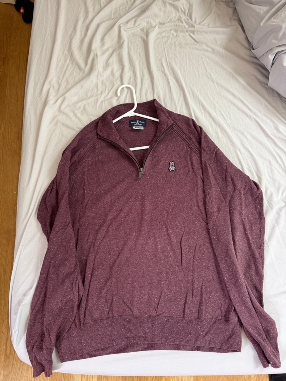Psycho Bunny Men's Burgundy Half-Zip Pullover Sweater